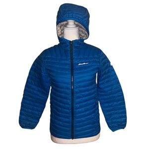 Eddie Bauer Unisex First Ascent Hooded Blue 850 Down Packable Jacket